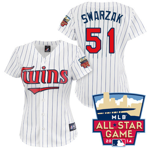 Anthony Swarzak #51 mlb Jersey-Minnesota Twins Women's Authentic 2014 ALL Star Home White Cool Base Baseball Jersey